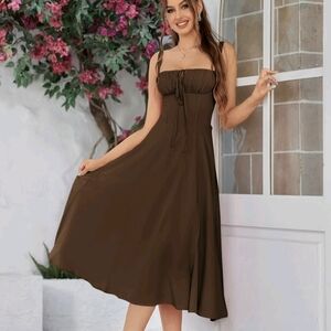 Elegant Brown Midi Dress